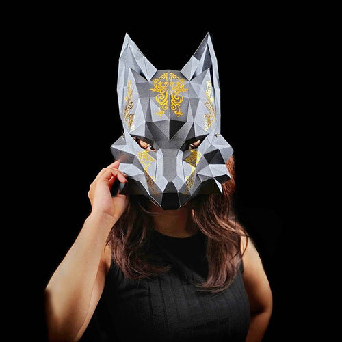 Futuristic Fox Mask - Black - PAPERCRAFT WORLD