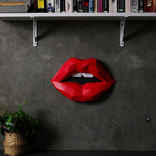 Red 3D Lips Wall Art - PAPERCRAFT WORLD