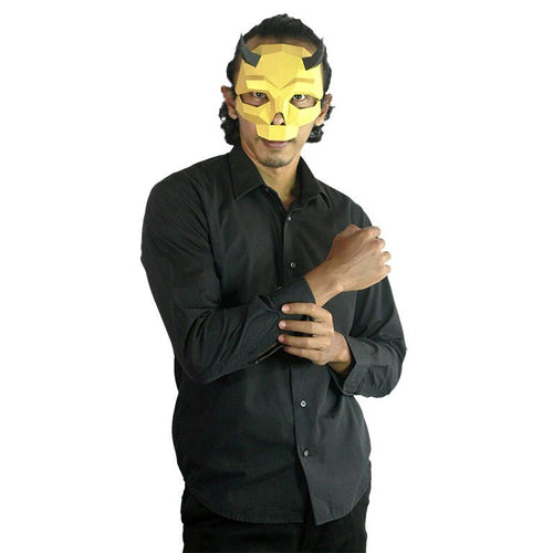 Short Horned Skull Mask - Gold - PAPERCRAFT WORLD