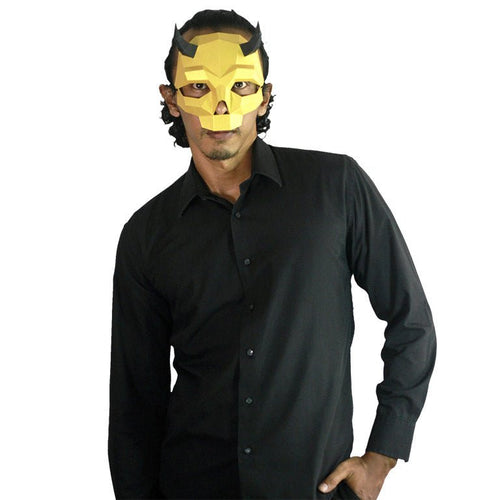 Short Horned Skull Mask - Gold - PAPERCRAFT WORLD