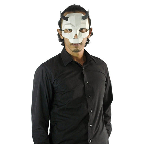 Short Horned Skull Mask - White - PAPERCRAFT WORLD
